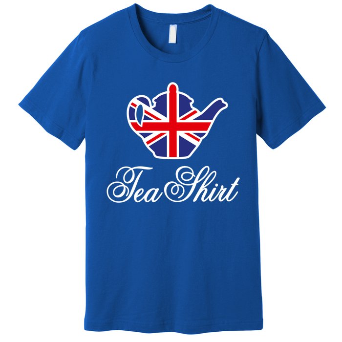 Funny British Tea Gift Uk Teapot Union Jack Flag Tea Pun Gift Premium T-Shirt