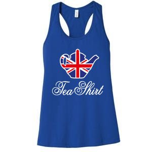 Funny British Tea Gift Uk Teapot Union Jack Flag Tea Pun Gift Women's Racerback Tank