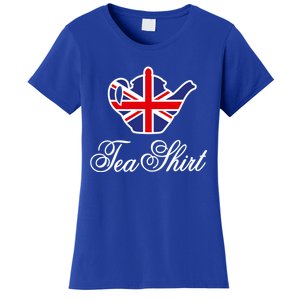 Funny British Tea Gift Uk Teapot Union Jack Flag Tea Pun Gift Women's T-Shirt