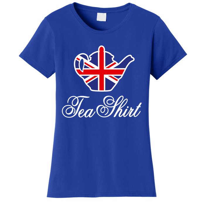 Funny British Tea Gift Uk Teapot Union Jack Flag Tea Pun Gift Women's T-Shirt