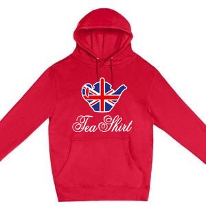 Funny British Tea Gift Uk Teapot Union Jack Flag Tea Pun Gift Premium Pullover Hoodie