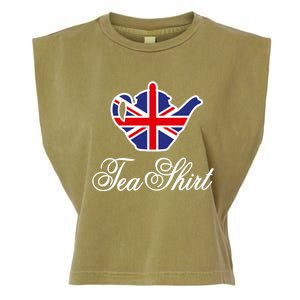 Funny British Tea Gift Uk Teapot Union Jack Flag Tea Pun Gift Garment-Dyed Women's Muscle Tee