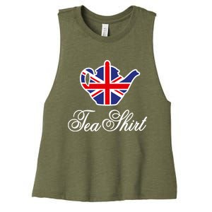 Funny British Tea Gift Uk Teapot Union Jack Flag Tea Pun Gift Women's Racerback Cropped Tank