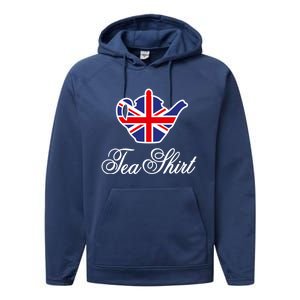 Funny British Tea Gift Uk Teapot Union Jack Flag Tea Pun Gift Performance Fleece Hoodie