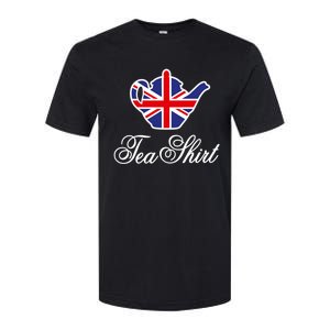 Funny British Tea Gift Uk Teapot Union Jack Flag Tea Pun Gift Softstyle CVC T-Shirt