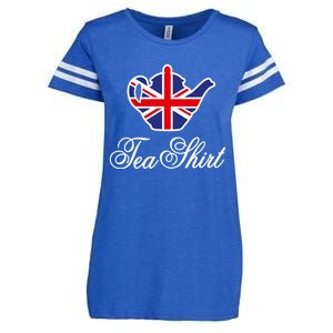 Funny British Tea Gift Uk Teapot Union Jack Flag Tea Pun Gift Enza Ladies Jersey Football T-Shirt