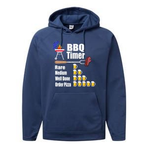 Funny Bbq Timer Barbecue Grill Grilling Gift Performance Fleece Hoodie