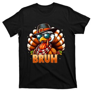 Funny Bruh Turkey Pilgrim Hat Thanksgiving T-Shirt