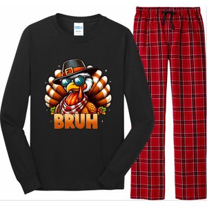 Funny Bruh Turkey Pilgrim Hat Thanksgiving Long Sleeve Pajama Set