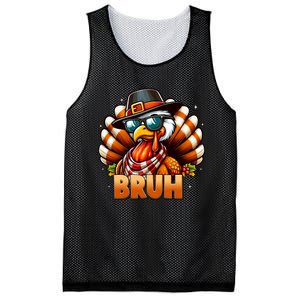 Funny Bruh Turkey Pilgrim Hat Thanksgiving Mesh Reversible Basketball Jersey Tank