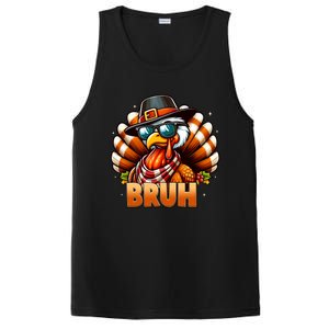 Funny Bruh Turkey Pilgrim Hat Thanksgiving PosiCharge Competitor Tank