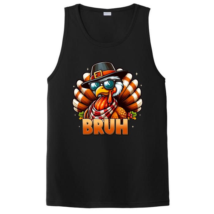 Funny Bruh Turkey Pilgrim Hat Thanksgiving PosiCharge Competitor Tank