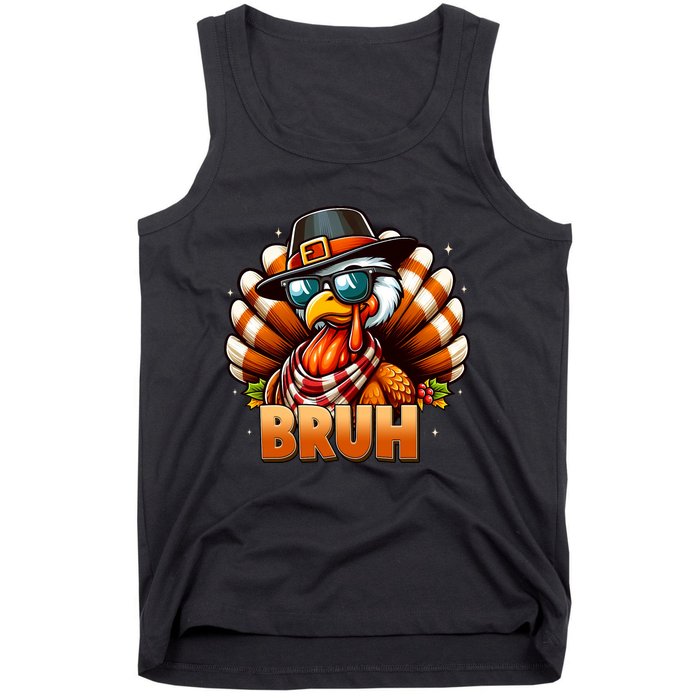 Funny Bruh Turkey Pilgrim Hat Thanksgiving Tank Top