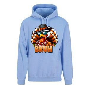 Funny Bruh Turkey Pilgrim Hat Thanksgiving Unisex Surf Hoodie