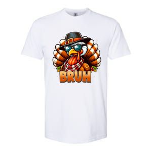 Funny Bruh Turkey Pilgrim Hat Thanksgiving Softstyle CVC T-Shirt