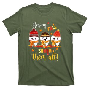 Fall Brush Them All Dental Dentist Squad Funny Thanksgiving T-Shirt