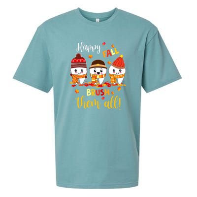 Fall Brush Them All Dental Dentist Squad Funny Thanksgiving Sueded Cloud Jersey T-Shirt