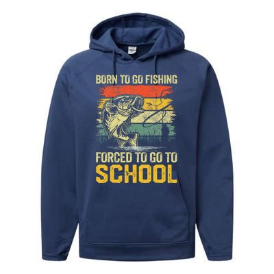 Funny Born To Go Fishing Bass Fish Fisherman Performance Fleece Hoodie