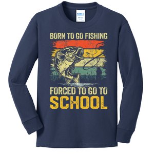 Funny Born To Go Fishing Bass Fish Fisherman Kids Long Sleeve Shirt