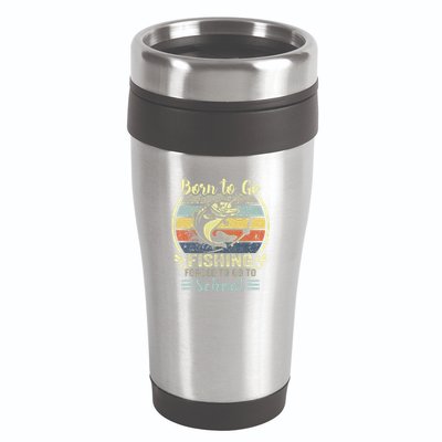 Funny Born To Go Fishing Bass Fish Fisherman 16oz Travel Tumbler