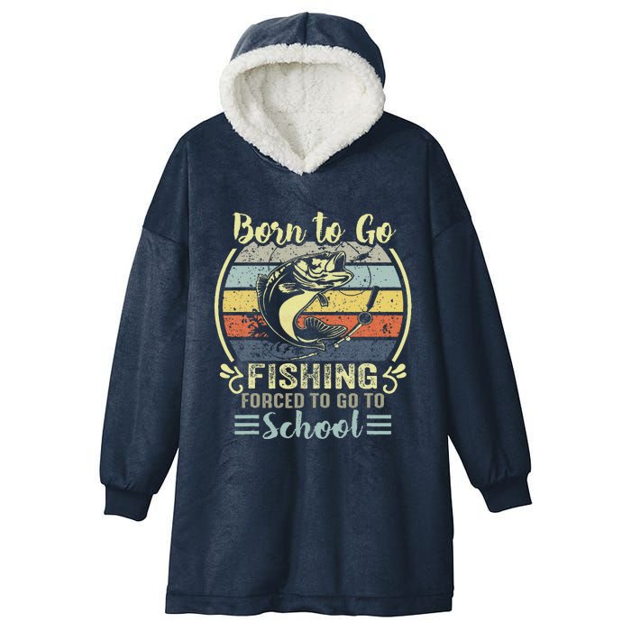 Funny Born To Go Fishing Bass Fish Fisherman Hooded Wearable Blanket