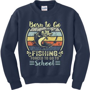 Funny Born To Go Fishing Bass Fish Fisherman Kids Sweatshirt