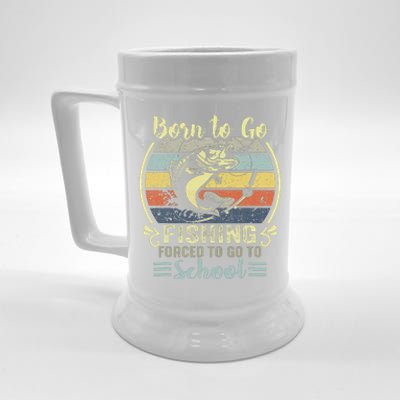 Funny Born To Go Fishing Bass Fish Fisherman Beer Stein