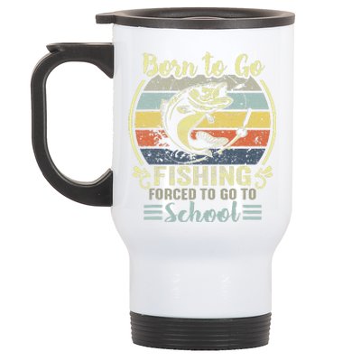 Funny Born To Go Fishing Bass Fish Fisherman Stainless Steel Travel Mug