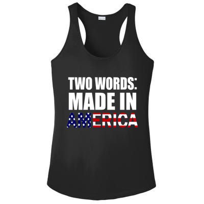 Funny Biden Two Words, Made In America Ladies PosiCharge Competitor Racerback Tank