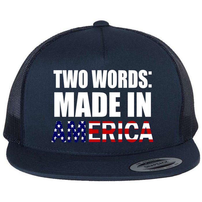 Funny Biden Two Words, Made In America Flat Bill Trucker Hat