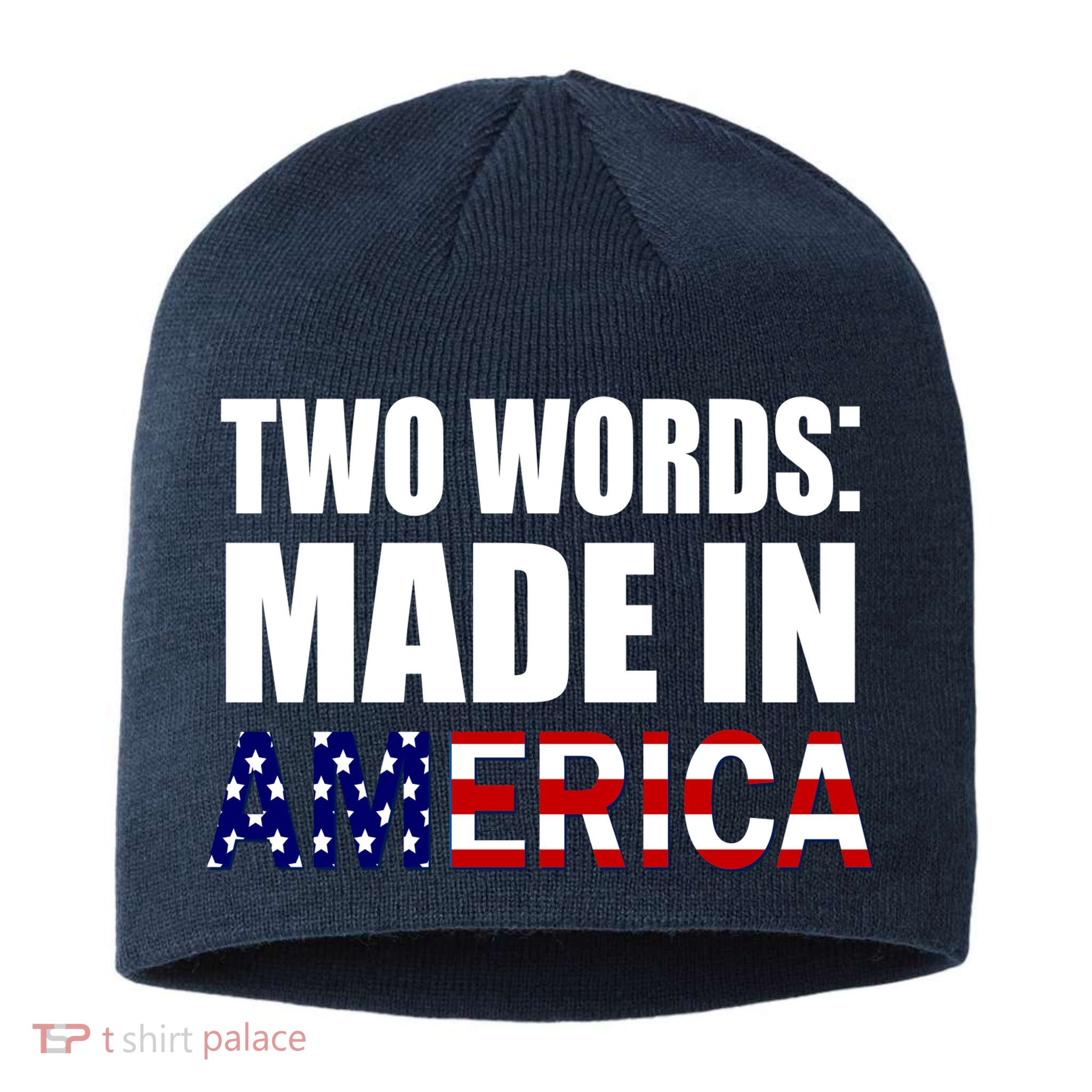 Funny Biden Two Words, Made In America Sustainable Beanie