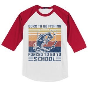 Funny Born To Go Fishing Bass Fish Fisherman Kids Colorblock Raglan Jersey