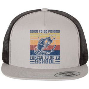 Funny Born To Go Fishing Bass Fish Fisherman Flat Bill Trucker Hat