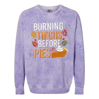 Funny Burning Thighs Before Pies Thanksgiving Family 2024 Colorblast Crewneck Sweatshirt