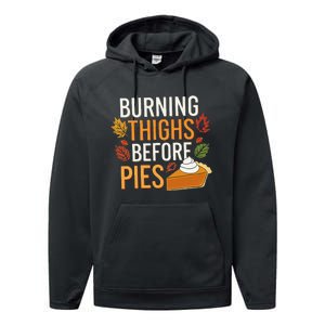 Funny Burning Thighs Before Pies Thanksgiving Family 2024 Performance Fleece Hoodie