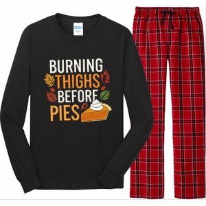 Funny Burning Thighs Before Pies Thanksgiving Family 2024 Long Sleeve Pajama Set