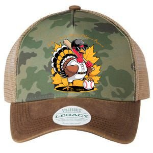 Funny Baseball Turkey Thanksgiving Humor Legacy Tie Dye Trucker Hat