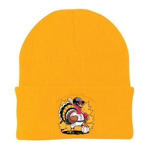 Funny Baseball Turkey Thanksgiving Humor Knit Cap Winter Beanie