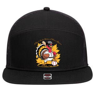 Funny Baseball Turkey Thanksgiving Humor 7 Panel Mesh Trucker Snapback Hat