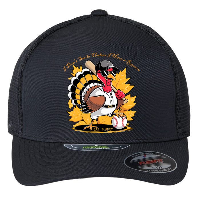 Funny Baseball Turkey Thanksgiving Humor Flexfit Unipanel Trucker Cap