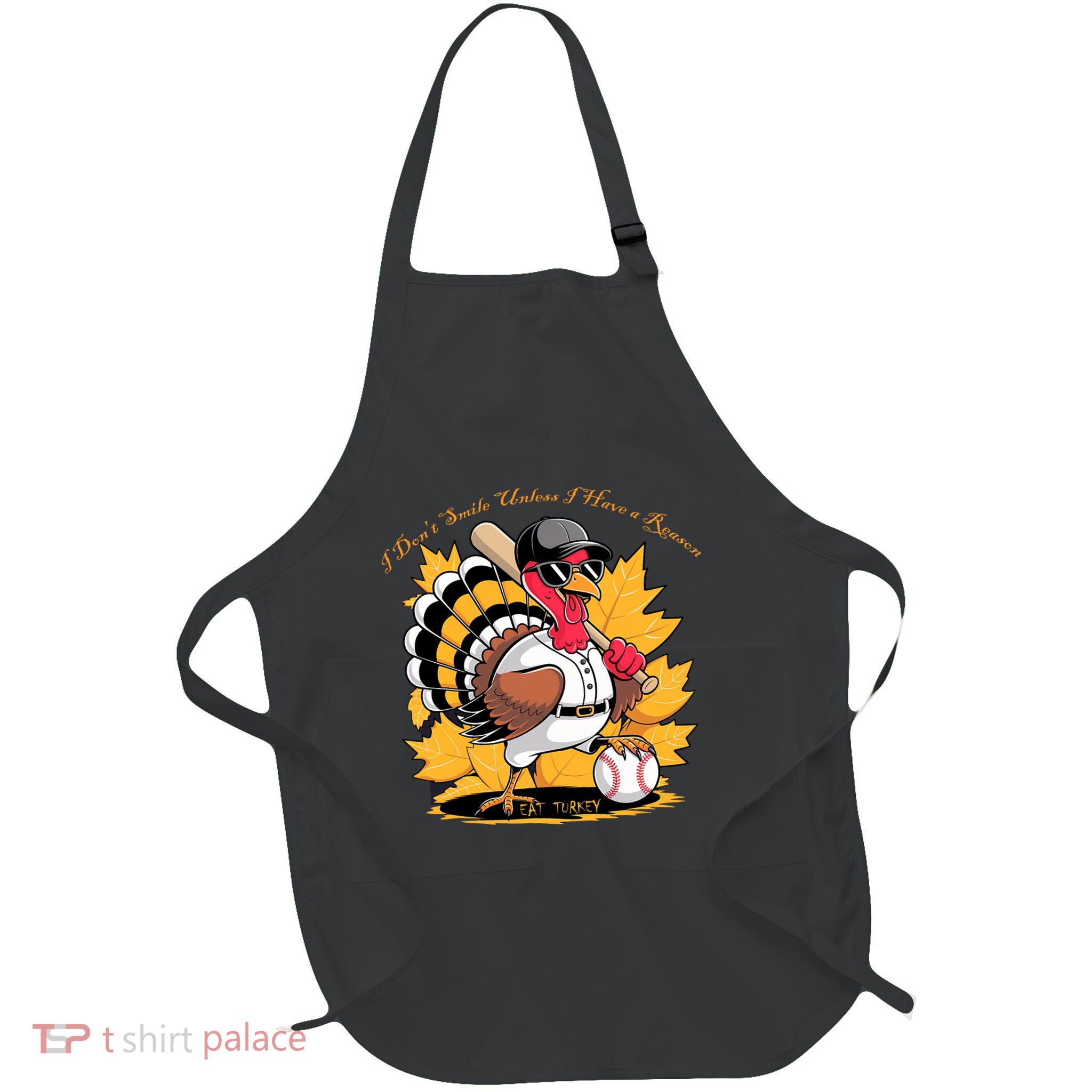 Funny Baseball Turkey Thanksgiving Humor Full-Length Apron With Pockets