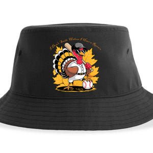 Funny Baseball Turkey Thanksgiving Humor Sustainable Bucket Hat