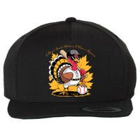 Funny Baseball Turkey Thanksgiving Humor Wool Snapback Cap