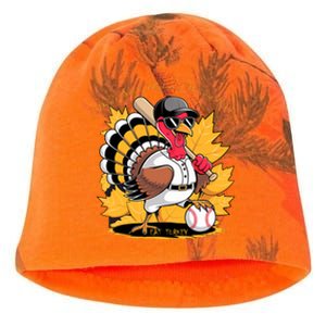 Funny Baseball Turkey Thanksgiving Humor Kati - Camo Knit Beanie