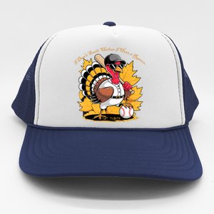 Funny Baseball Turkey Thanksgiving Humor Trucker Hat