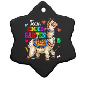 Funny Back To School Llama Team Kindergarten First Day Cute Gift Ceramic Star Ornament