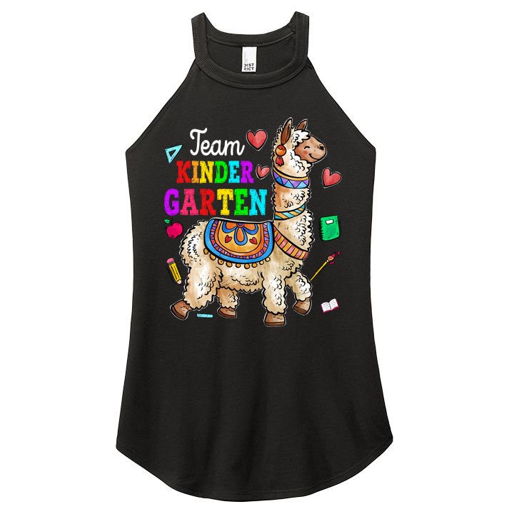Funny Back To School Llama Team Kindergarten First Day Cute Gift Women's Perfect Tri Rocker Tank