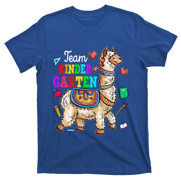 Funny Back To School Llama Team Kindergarten First Day Cute Gift T-Shirt