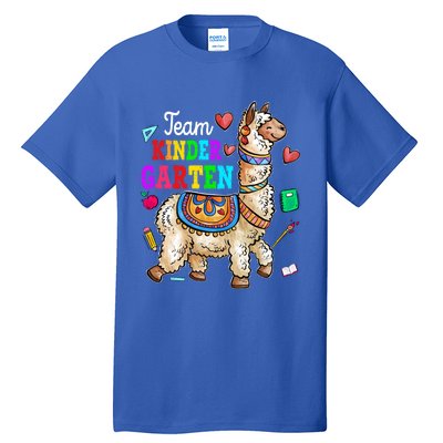 Funny Back To School Llama Team Kindergarten First Day Cute Gift Tall T-Shirt