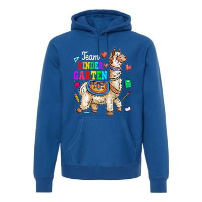 Funny Back To School Llama Team Kindergarten First Day Cute Gift Premium Hoodie